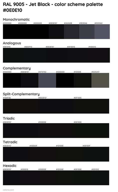 ral  jet black color palettes colorxscom