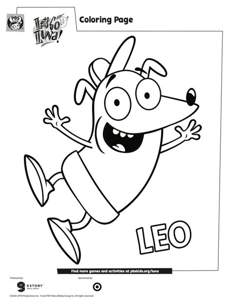 leo coloring page kids coloring pages pbs kids  parents