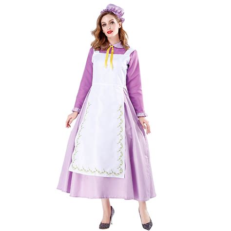4pcs traditional house maid apron maxi dress fairy tale cosplay costume