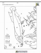 Coloring Color Worksheets Printable Number Arapaima Fish Pages Math Numbers sketch template
