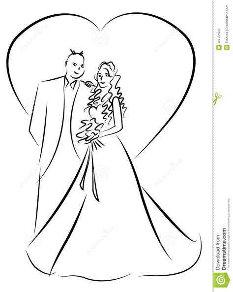 Just Married Couple Cartoon Stock Illustration Image