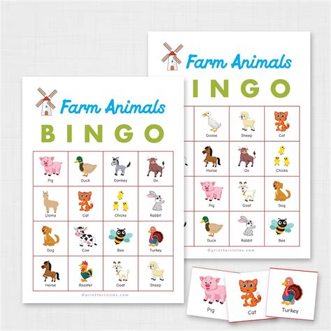 printable farm animals bingo fun activities  kids