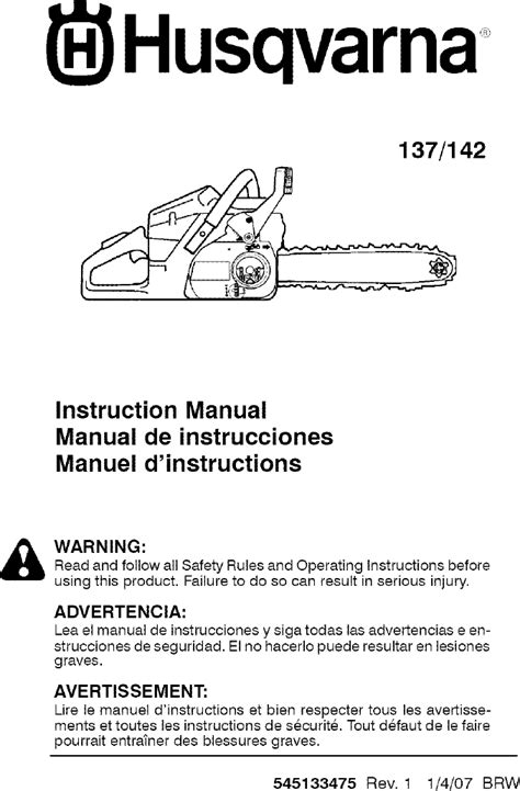 Husqvarna 137 User Manual Chain Saw Manuals And Guides L0803227