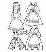 Doll Paper Dress Template Printable Vintage Coloring Pages Kids sketch template