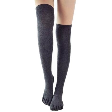 Five Finger Knee Socks Women Cotton Thigh High Over The Knee Stockings