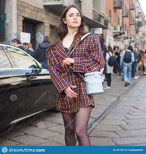 milan italy 20 february 2019 fashion blogger street style outfit