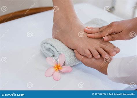 young woman    pedicure feet stock photo image  female