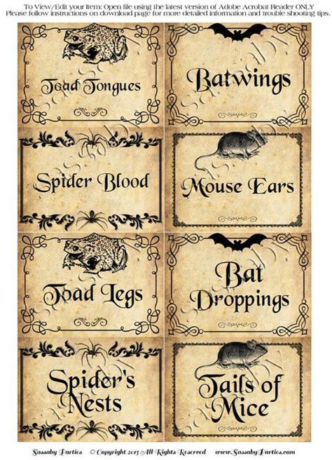 halloween party labels instant  editable etsy harry