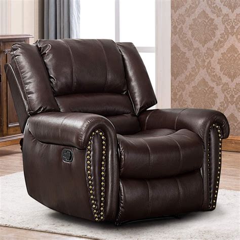 brown canmov leather recliner chair classic  traditional manual recliner chair
