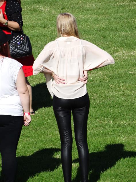 cute blonde teen in see through top and very tight leggings