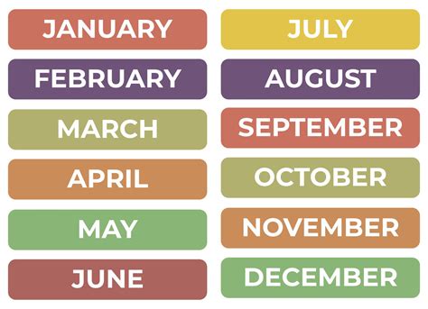 printable months   year chart
