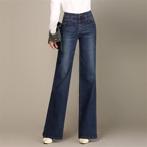 Hot Womens Wide Leg Jeans For Autumn Winter High Waist Straight Long