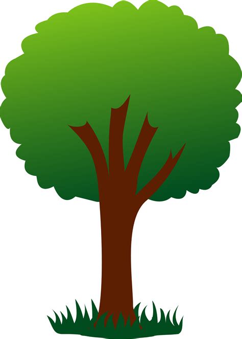 simple green tree  grass  clip art