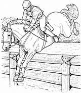 Horse Coloring Pages Horses Jumping Print Race Realistic Adults Riding Printable Girl Detailed Drawing Kids Trailer Cowboy Color Sheets Jockey sketch template