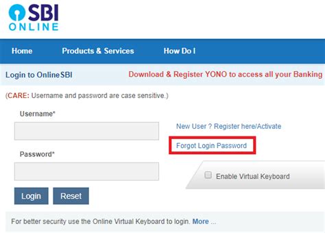 How To Reset Sbi Net Banking Password Using Profile Password