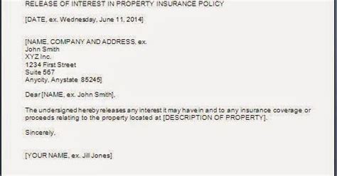 release interest  property letter