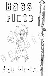 Flute Coloring Digital Pages Sheet sketch template