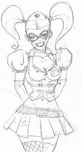 Harley Quinn Coloring Pages Arkham Asylum Drawings Deviantart Sketch sketch template