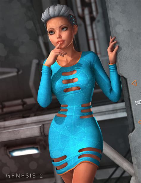 sci fi slotted dress for genesis 2 female s daz 3d