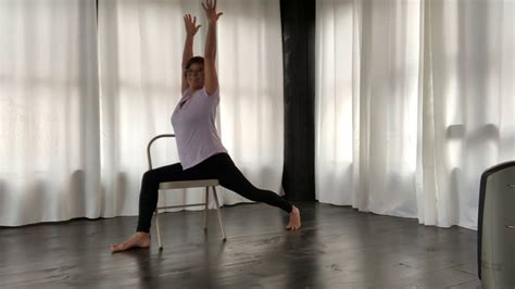 yoga chair  standing poses warrior  youtube