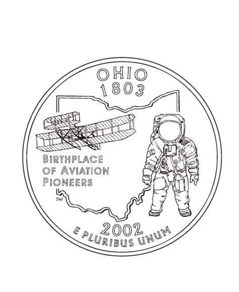 usa printables ohio state quarter  states coloring pages