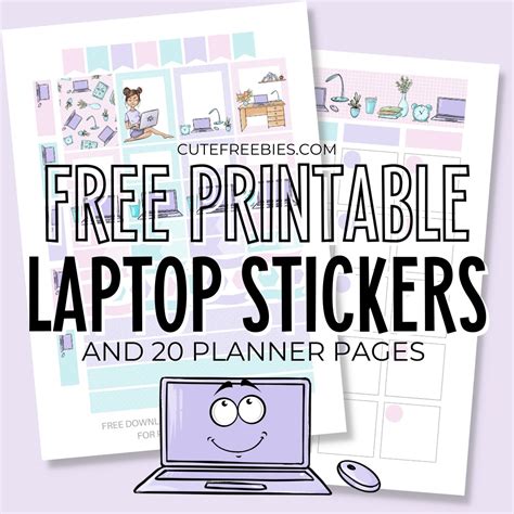 printable laptop stickers  planner cute freebies