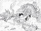 Godzilla Ghidorah Monsters Mothra Boyama Drawingskill Mecha Adora Oyunu Lineart Template Rodan sketch template