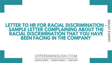 letter  hr  racial discrimination sample letter complaining