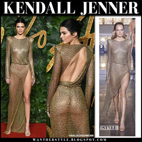 Kendall Jenner In Sheer Gold Dress At The 2018 British