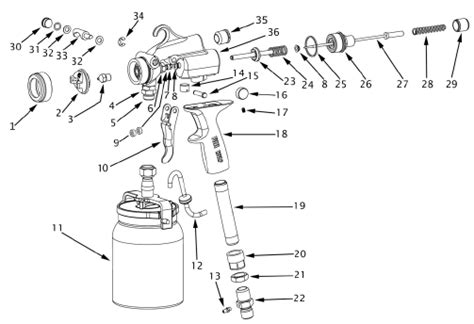 hvlp spray gun parts diagram