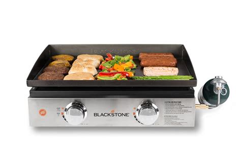 blackstone tabletop grill   portable gas griddle propane fueled  adjustable burners