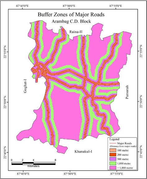 buffer zones   major roads  scientific diagram