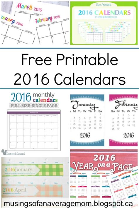 musings of an average mom free printable 2016 calendar round up