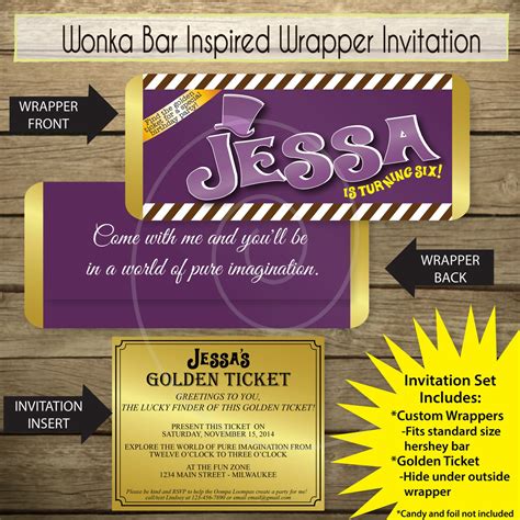 printable wonka inspired chocolate bar wrappers  golden