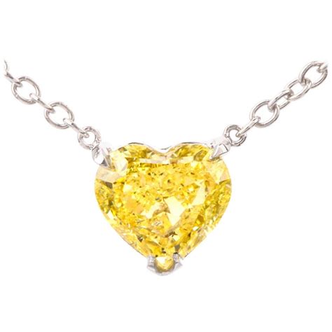 Extraordinary Gia Natural Fancy Intense Yellow Diamond Heart Necklace