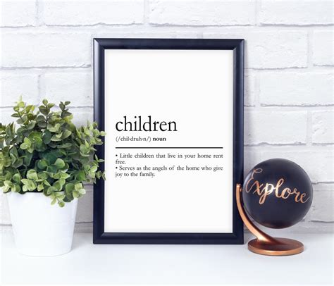 children definition dictionary poster quote print wall art room