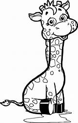 Cartoon Giraffe Coloring Sitdown Pages Wecoloringpage sketch template