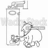 Kneeling Checking Djart Heater Worker Royalty Clipart Illustration Vector Water Man sketch template