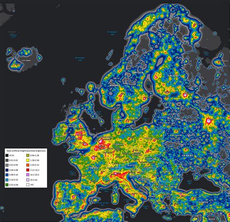 light pollution map  europe