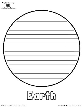 planet earth printable outlines  shape book writing pages