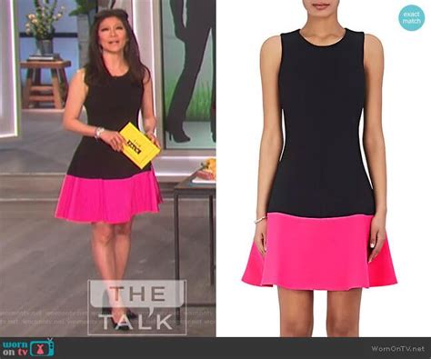 wornontv julie s black and pink fit and flare dress on the talk