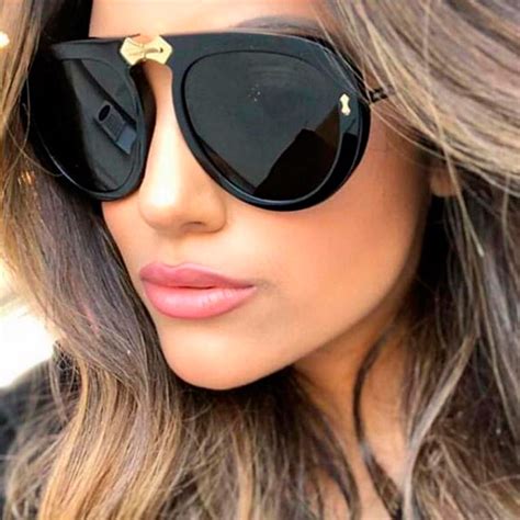 ladies black clear retro pilot sunglasses 2019 new italy brand designer