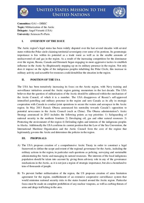 mun position paper format  model united nations position paper