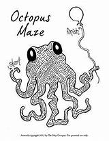 Maze Octopus Printable Coloring Pages sketch template