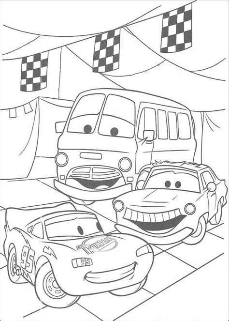 kids  fun kleurplaat cars pixar mcqueen en vrienden