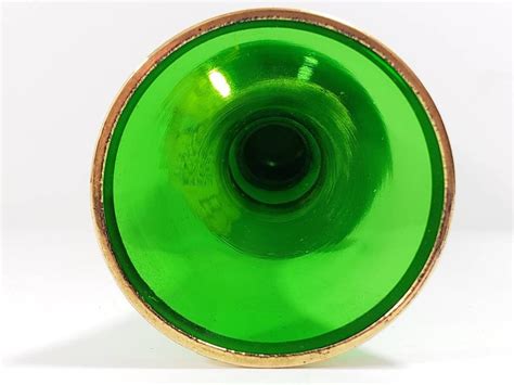 Emerald Green Glass Bud Vase Gold Gilt Enamel Flowers Hand Etsy