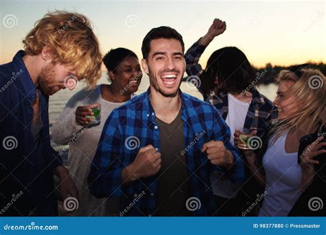 disco   beach stock photo image  group boyfriend