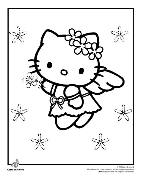 kitty angel coloring page cartoon jr  kitty colouring
