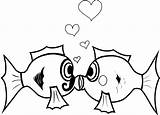 Fish Clipart Vector Library Kiss Colouring sketch template