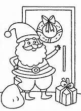 Coloring Santa Door Knocking Claus Christmas Pages Getdrawings Getcolorings sketch template